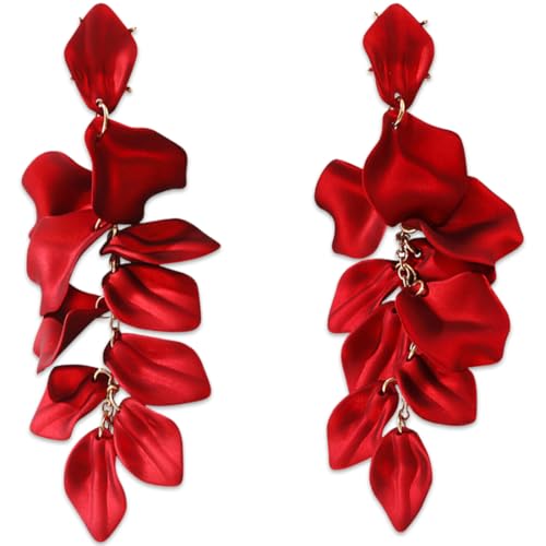 Ohrringe Damen Elegant Tropfen Statement Quaste Blumen Ohrringe Rosenblüten Ohrringe Baumeln Blumen Ohrringe Schmuck Zubehör von VJUYSW