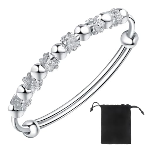 Schmuck Damen Armreif Silberner Armreif, der sich dreht Zirkonia einfache Stil Liebe Armband 6mm breit mit Schließe Armspange von VJUYSW