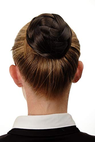 WIG ME UP - Haarknoten Dutt Haarteil aufwendig geflochten Brautschmuck Tracht Steck-Kamm Haarnadel Braun Mittelbraun Q399D-6 von WIG ME UP