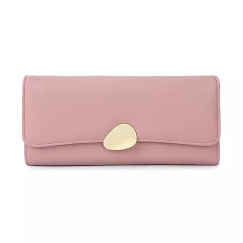 Damen Geldbörse Einfache lange Brieftasche aus weichem Leder for Damen, große Kapazität, faltbare Clutch-Tasche, Geldbörse, Geldklammer Geldbörse mit Großem Fassungsvermögen ( Color : Pink , Size : 19 von VKEID