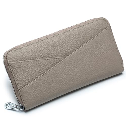 Damen Geldbörse Lange Brieftasche aus japanischem Leder for Damen, großes Fassungsvermögen, RFID-Organ-Kartentasche aus Leder, Clutch Geldbörse mit Großem Fassungsvermögen ( Color : Gray , Size : 20x1 von VKEID