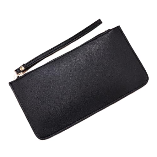 Damen Geldbörse Lange Geldklammer mit weicher Seite for Damen, modisch, große Kapazität, doppellagige Clutch, Münzgeldbörse Geldbörse mit Großem Fassungsvermögen (Color : Black, Size : 19x9x2.5cm) von VKEID