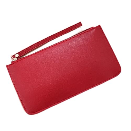 Damen Geldbörse Lange Geldklammer mit weicher Seite for Damen, modisch, große Kapazität, doppellagige Clutch, Münzgeldbörse Geldbörse mit Großem Fassungsvermögen (Color : Red, Size : 19x9x2.5cm) von VKEID