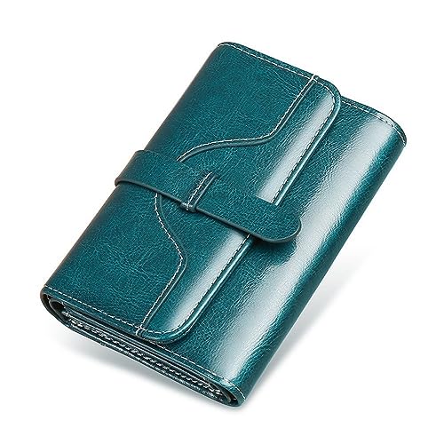 Damen Geldbörsen Kurze, einfache, dreifach faltbare Damen-Geldklammer aus weichem Leder mit mehreren Karten, multifunktionale Kartentasche aus Leder Geldbörsen ( Color : Blue , Size : 14.5x3x9.5cm ) von VKEID