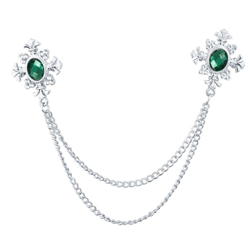 Hemdkragennadeln für Herren Quaste Strass Kragen Kette Herren Corsage Damen Hemdkragen Brosche Personalisierte Anstecknadel Geschenke (Color : Green 2, Size : 17cm) von VKEID