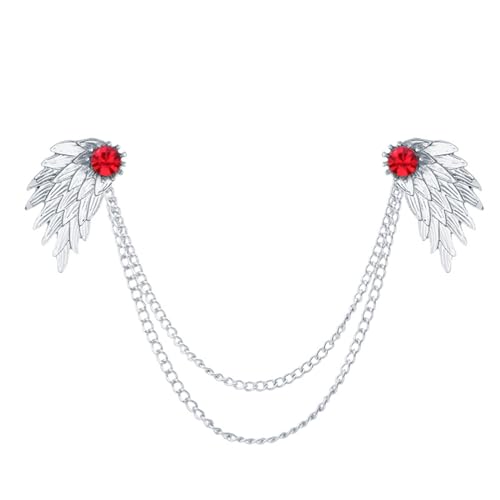 Hemdkragennadeln für Herren Unisex Wings Kragennadel Kette Hemdkragen Zubehör Anstecknadeln Geschenke (Color : Red 2, Size : 17cm) von VKEID