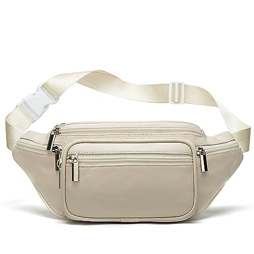 Herren Gürteltaschen Herren-Leder-Hüfttasche, Outdoor-Handytasche, lässige Sport-Crossbody-Brusttasche (Color : White, Size : 30x12cm) von VKEID