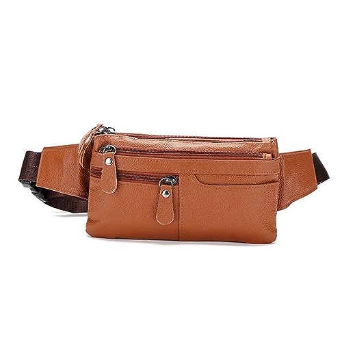 Herren Gürteltaschen Herren-Taillentaschen, Business-Herren-Umhängetaschen, einfarbig, kleine Umhängetasche, Herren-Brusttaschen (Color : Brown, Size : 22x13x4cm) von VKEID