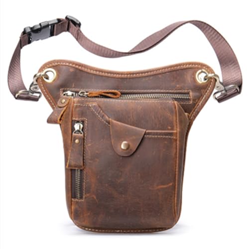 Herren Gürteltaschen Vintage Fanny Pack Herren Leder Fanny Pack Multifunktionale Sport Gürteltasche Outdoor Praktische Beintasche von VKEID