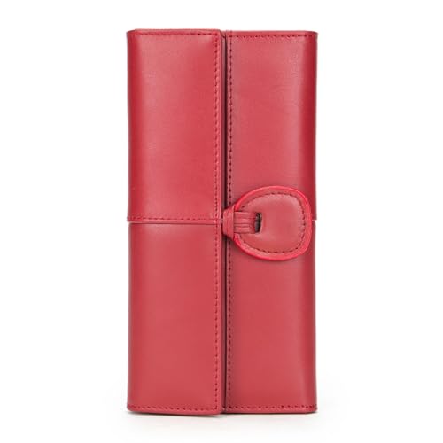 VKEID Damen Geldbörse Lange Damen-Geldbörse mit Verschluss, mehrere Kartenpositionen, große Kapazität, Vintage-Damen-Clutch Geldbörse mit Großem Fassungsvermögen von VKEID