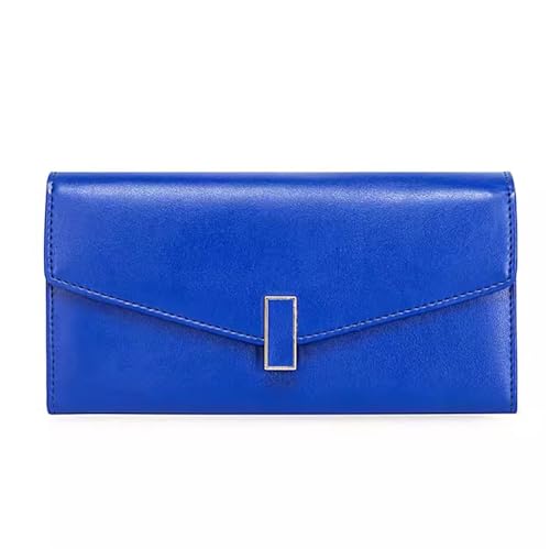 VKEID Damen Geldbörse Leder Brieftasche Frauen Lange Temperament Clutch Tasche Setzen Handy Große Kapazität Geld Clip Geldbörse mit Großem Fassungsvermögen (Color : Blue, Size : 19.2x10x2.5cm) von VKEID