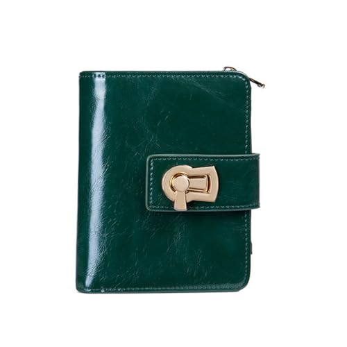 VKEID Damen Geldbörsen Damen-Geldbörse, kurz, Leder, faltbar, Kartenhalter, multifunktional, kleine Damen-Geldbörse Geldbörsen (Color : Green, Size : 9x3x12cm) von VKEID