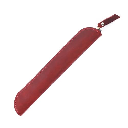 VKEID Federmäppchen aus Leder Einfache Mini-Retro-Leder-Stifttasche, Stiftetui, Stylus-Schutzhülle (Color : Wine red, Size : 19.5x3cm) von VKEID