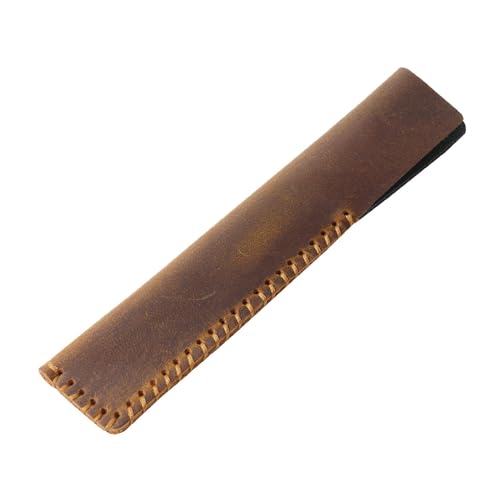 VKEID Federmäppchen aus Leder Leder-Stiftetui, Stiftetui, personalisierbar, Vintage, handgefertigt, Füllfederhalter, kreatives Geschenk, Schutzhülle (Color : Brown, Size : 16.5x3.5cm) von VKEID