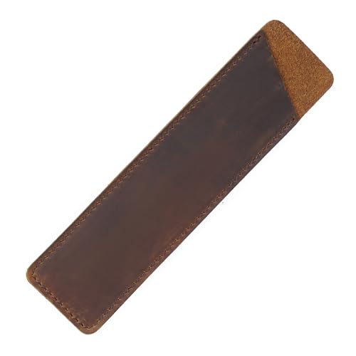 VKEID Federmäppchen aus Leder Stiftetui, personalisiertes Vintage-handgemachtes Füllfederhalter-Aufbewahrungsset, kreatives Geschenk, Stiftetui (Color : Brown, Size : 16x4cm) von VKEID