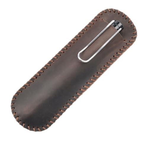 VKEID Federmäppchen aus Leder Vintage-Leder-Stiftetui, modische handgefertigte Nähte, Aufbewahrung for Stifte, Geschenk, Schutzhülle (Color : Coffee, Size : 16.6x5.3cm) von VKEID