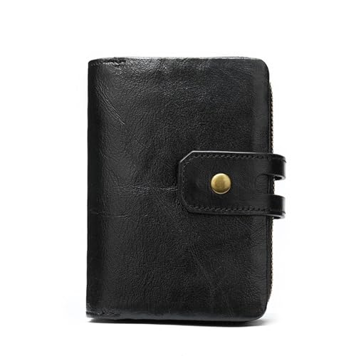 VKEID Geldbörsen Bifold Wallet Herren Mini Short Wallet Leder Kreditkarteninhaber Geldbörse Herren-Geldbörse (Color : Black, Size : 9x12.5x4cm) von VKEID