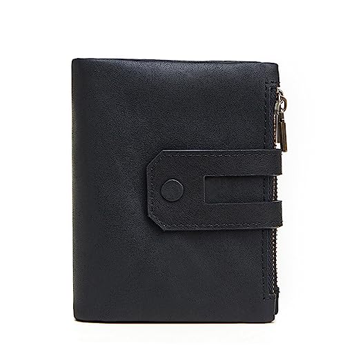 VKEID Geldbörsen Herren-Geldbörse aus Leder, lässig, doppelter Reißverschluss, Platz for mehrere Karten, Retro-Clutch-Geldbörse, Münzbörse Herren-Geldbörse (Color : Black, Size : 11.8x9.5x2.5cm) von VKEID