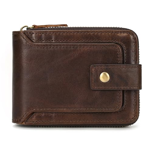 VKEID Geldbörsen Multi-Kartenhalter, Reißverschluss-Geldbörse, Organizer, Kartenhalter, Leder-Geldbörse mit Reißverschluss, horizontal, Führerschein, Geldklammer Herren-Geldbörse(Brown) von VKEID