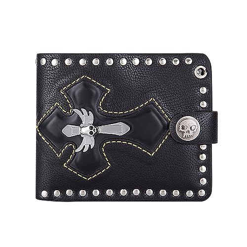 VKEID Herren Kette Geldbörse Punk-Geldbörse for Herren, personalisierbar, Kreuz mit Kette, Geldbörse, Reiter-Biker-Geldbörse von VKEID