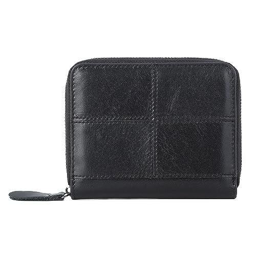 VKEID Kreditkartenhalter Brieftasche Damen-Geldbörse aus Leder mit Mehreren Kartenfächern, multifunktionales Leder-Reisepassetui (Color : Black, Size : 13.5x10.5x3cm) von VKEID