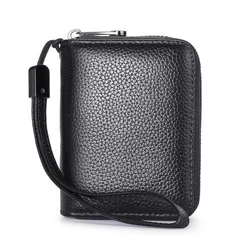 VKEID Kreditkartenhalter Brieftasche Herren-Multi-Card-Kartentasche mit großer Kapazität, Damen-Leder, ultradünner Kartenhalter, Ausweishalter (Color : Black, Size : 11.5x9x3cm) von VKEID