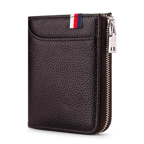 VKEID Kreditkartenhalter Brieftasche Kleine Geldbörse for Herren, multifunktionale Kurze Geldbörse, Kartenetui, Diebstahlschutz, Bürste, Führerscheinhalter (Color : Coffee, Size : 12x9.5x2cm) von VKEID