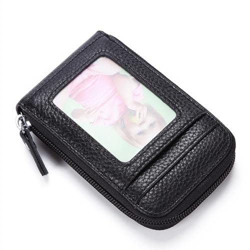 VKEID Kreditkartenhalter Brieftasche Leder-Anti-Diebstahl-Bürste RFID-Organza-Kartenetui Herren- und Damenmodelle Wechsel-Kreditkartentasche (Color : Black, Size : 12.1x7x2.4cm) von VKEID