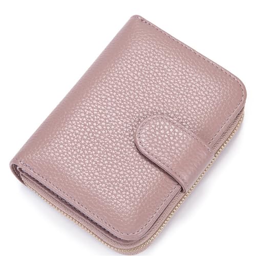 VKEID Kreditkartenhalter Brieftasche Leder-Führerscheinhalter, Orgelkartenetui, Herren- und Damen-Geldbörse mit Reißverschluss (Color : Lotus Root, Size : 12x9x3cm) von VKEID