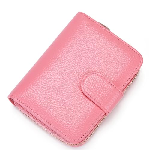 VKEID Kreditkartenhalter Brieftasche Leder-Führerscheinhalter, Orgelkartenetui, Herren- und Damen-Geldbörse mit Reißverschluss (Color : Pink, Size : 12x9x3cm) von VKEID