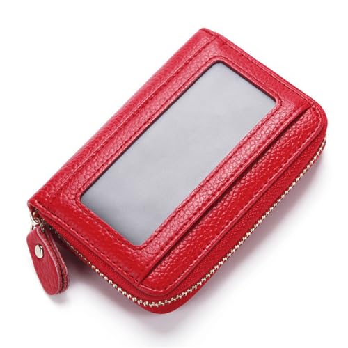 VKEID Kreditkartenhalter Brieftasche Leder-Organza-Kartenetui, Anti-Diebstahl-Bürste, RFID-Geldbörse for Herren, Multi-Kartenhalter (Color : Red, Size : 12x8x2.5cm) von VKEID