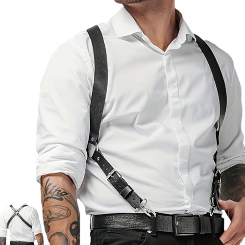 VKFOFEG Verstellbarer Herren Harness Körpergeschirr Körper Geschirr Body Brust Herren Punk Body Brust Harness Männer Leder Kostüme Herren Cosplay Party Kostüme Sexy Sklave Geschirr von VKFOFEG