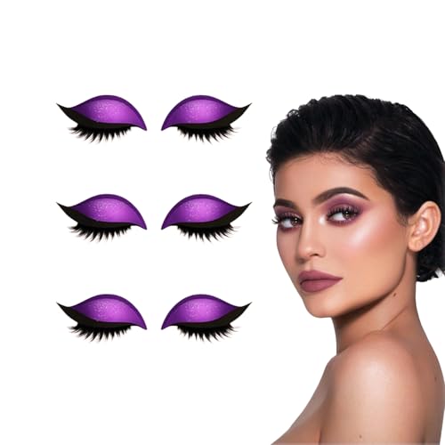 3-in-1 selbstklebendes Lidschatten-Wimpernpflaster mit falschen Wimpern, wasserfeste Make-up-Aufkleber für alle Augenformen, einfache Anwendung für Anfänger, Party tägliches Pendeln (Lila) von VKaoess