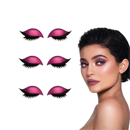 3-in-1 selbstklebendes Lidschatten-Wimpernpflaster mit falschen Wimpern, wasserfeste Make-up-Aufkleber für alle Augenformen, einfache Anwendung für Anfänger, Party tägliches Pendeln (Rosa) von VKaoess