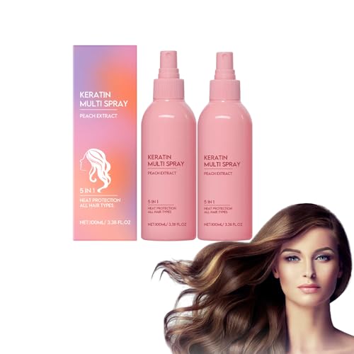 5-in-1 Hydrating Leave In Conditioner Spray - Hydrating & Moisturizing für trockenes, geschädigtes Haar, Keratin angereichertes Anti-Frizz Spray, Color Safe Sulfat Paraben Free, 100ml (2 Flaschen) von VKaoess