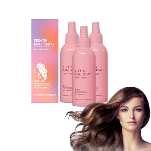 5-in-1 Hydrating Leave In Conditioner Spray - Hydrating & Moisturizing für trockenes, geschädigtes Haar, Keratin angereichertes Anti-Frizz Spray, Color Safe Sulfat Paraben Free, 100ml (3 Flaschen) von VKaoess