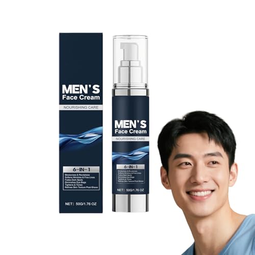 6-in-1-Gesichtscreme für Männer - Multi-Action-Feuchtigkeitscreme mit Sheabutter und Hyaluronsäure - Reduziert das Aussehen von Falten, dunklen Flecken, Augensäcken und Augenringen (1 Flasche) von VKaoess