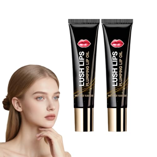 Feuchtigkeitsspendender Lip Plumping Gloss mit Hyaluronsäure - klares Lippenöl für vollere Lippen, nicht klebender feuchtigkeitsspendender Balsam mit glänzendem Finish Glossy Effect (2 STÜCKE) von VKaoess