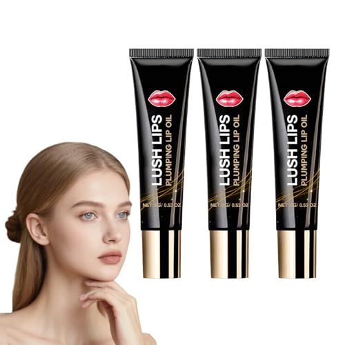 Feuchtigkeitsspendender Lip Plumping Gloss mit Hyaluronsäure - klares Lippenöl für vollere Lippen, nicht klebender feuchtigkeitsspendender Balsam mit glänzendem Finish Glossy Effect (3 STÜCKE) von VKaoess