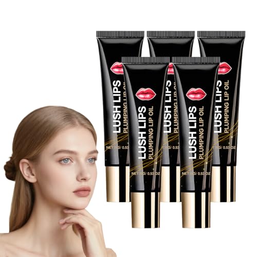 Feuchtigkeitsspendender Lip Plumping Gloss mit Hyaluronsäure - klares Lippenöl für vollere Lippen, nicht klebender feuchtigkeitsspendender Balsam mit glänzendem Finish Glossy Effect (5 STÜCKE) von VKaoess