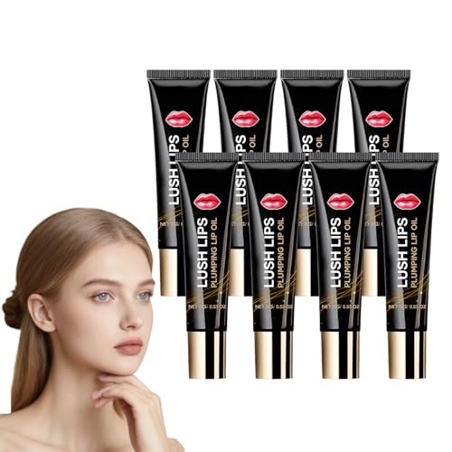 Feuchtigkeitsspendender Lip Plumping Gloss mit Hyaluronsäure - klares Lippenöl für vollere Lippen, nicht klebender feuchtigkeitsspendender Balsam mit glänzendem Finish Glossy Effect (8 STÜCKE) von VKaoess