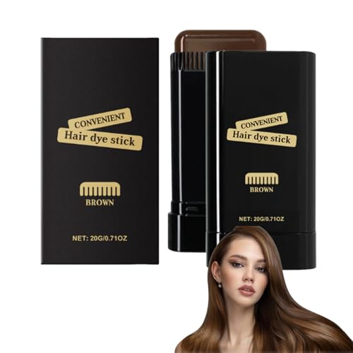 Haarfärbekamm für Frauen, Haarfarbstifte zum Abdecken von Grau, 3-Farben-Haarfärbecreme, tragbarer Haarfärbekamm zum Abdecken von grauem Haar, Wurzelauffrischung der Haarfarbe (BRAUN-2 STÜCKE) von VKaoess