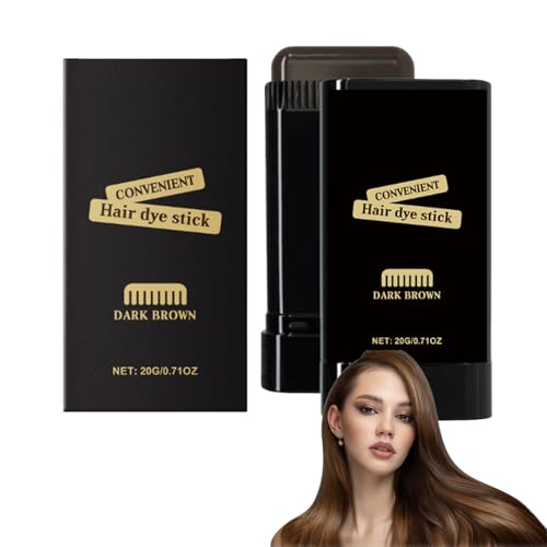 Haarfärbekamm für Frauen, Haarfarbstifte zum Abdecken von Grau, 3-Farben-Haarfärbecreme, tragbarer Haarfärbekamm zum Abdecken von grauem Haar, Wurzelauffrischung der Haarfarbe (DUNKELBRAUN-2 STÜCKE) von VKaoess