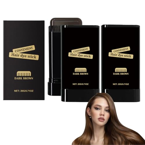 Haarfärbekamm für Frauen, Haarfarbstifte zum Abdecken von Grau, 3-Farben-Haarfärbecreme, tragbarer Haarfärbekamm zum Abdecken von grauem Haar, Wurzelauffrischung der Haarfarbe (DUNKELBRAUN-3 STÜCKE) von VKaoess
