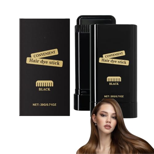 Haarfärbekamm für Frauen, Haarfarbstifte zum Abdecken von Grau, 3-Farben-Haarfärbecreme, tragbarer Haarfärbekamm zum Abdecken von grauem Haar, Wurzelauffrischung der Haarfarbe (SCHWARZ-2 STÜCKE) von VKaoess