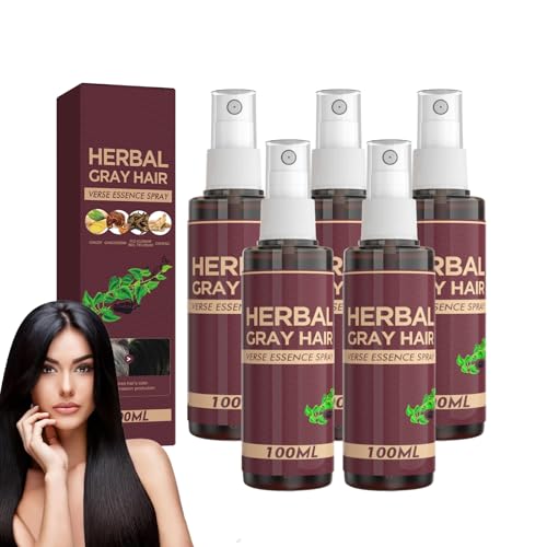 Herbal Gray Hair Coverage Spray & Root Touch Up - Temporäre Haarfarbe für Frauen, sofortige Wiederherstellung der natürlichen Farbe und nahtlose Wurzelabdeckung (5 Flaschen) von VKaoess