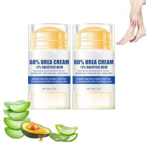 Hochkonzentrierter Harnstoff-Fuß- und Handcreme-Balsam-Stick - Intensive Hydratation für trockene Haut an Füßen, Feuchtigkeitscreme auf pflanzlicher Basis mit glättender Unterstützung (2 Flaschen) von VKaoess