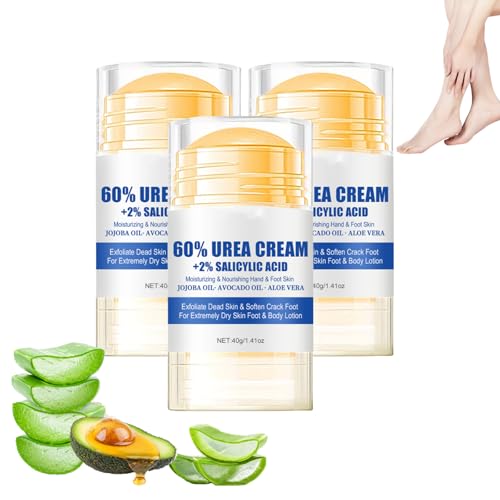 Hochkonzentrierter Harnstoff-Fuß- und Handcreme-Balsam-Stick - Intensive Hydratation für trockene Haut an Füßen, Feuchtigkeitscreme auf pflanzlicher Basis mit glättender Unterstützung (3 Flaschen) von VKaoess