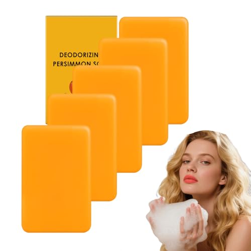 Persimmon-Seifenstück zur Entfernung von Körpergerüchen – Desodorierendes Reinigungsmittel für Männer und Frauen – Natürliches Stück für Körper und Gesicht – Beseitigt Altersgeruch (5 STÜCKE) von VKaoess