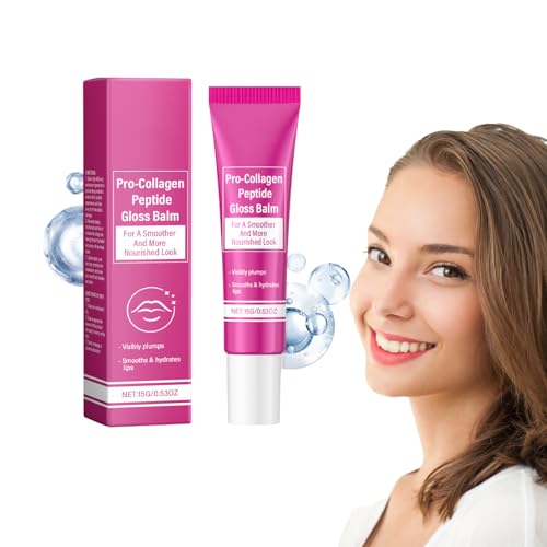 Pro-Collagen Peptide Lip Gloss Balm - Feuchtigkeitsspendender Lipgloss mit transparenter Tönung, nicht klebrig und ungiftig, für vollere Lippen Glossy Finish, All-Natural Lip Moisturizer (1 Stück) von VKaoess